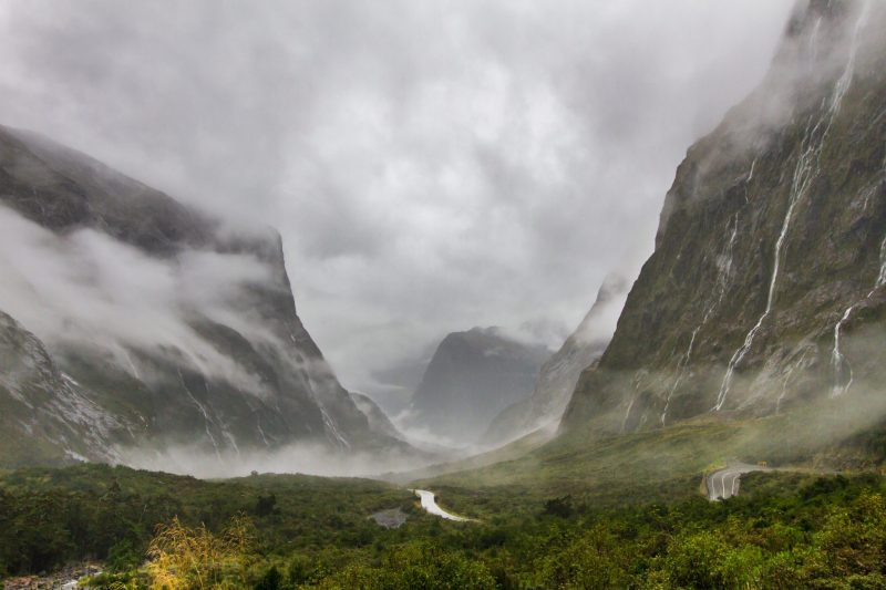 Road into Milford Sound after the Homer Tunnel in Fiordland National Park